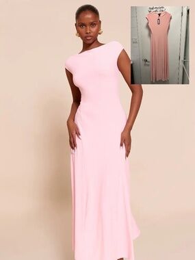 PLT PINK ASYMMETRIC PANELLED FLOATY MAXI DRESS US 8